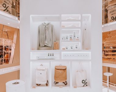 merchandise in modern minimal futuristic cafe 8jnzzen